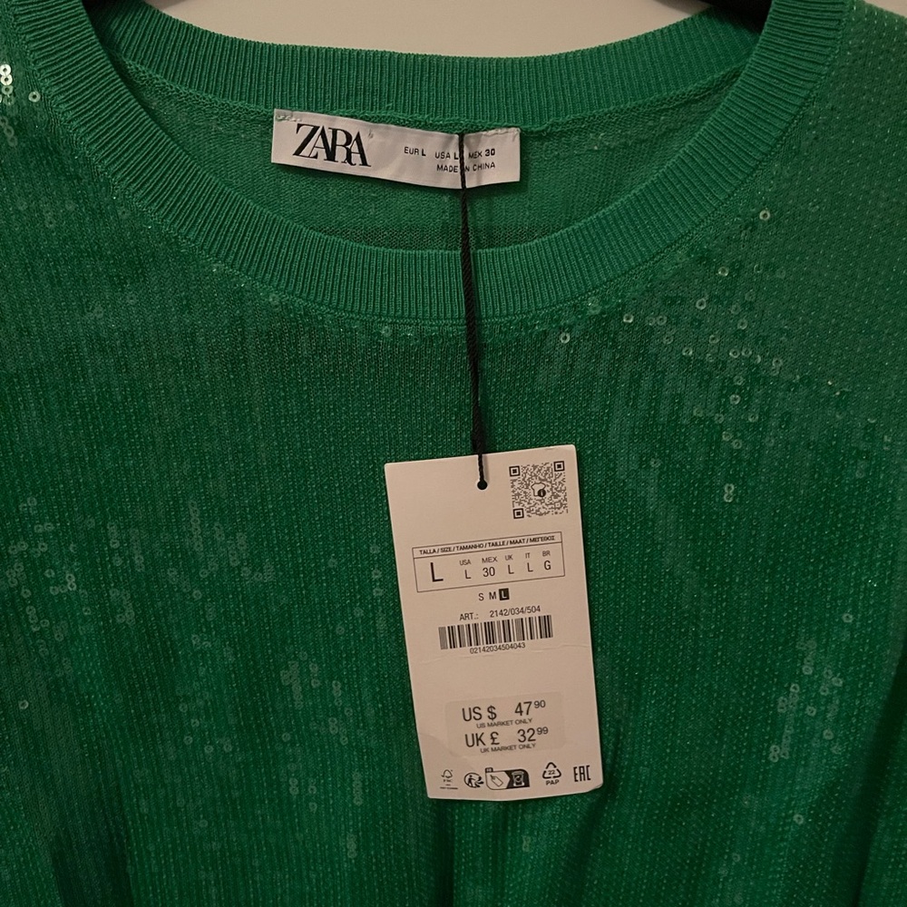 Zara Vibrant Green Sequin Tank Top - Picture 3 of 5